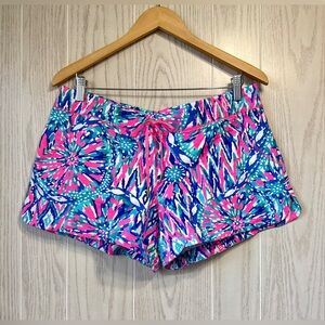 Lilly Pulitzer Pink Blue Kaleidoscope Print Lounge Shorts Size L